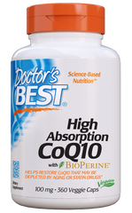Коензим CoQ10 з биоперином, High Absorption CoQ10 with BioPerine, Doctor's Best, 100 мг, 360 капсул - фото