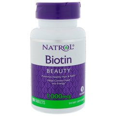 Біотин, Biotin, Natrol, швидкорозчинний, 1000 мкг, 100 таблеток - фото