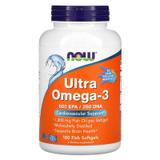 Ультра Омега-3, 500 EPA / 250 DHA, Ultra Omega-3, Now Foods, 180 рыбных желатиновых капсул, фото