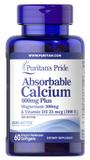Кальций плюс магний и витамин Д3, Absorbable Calcium plus Magnesium with Vitamin D3, Puritan's Pride, 600 мг/300 мг/1000 МЕ, 60 капсул, фото