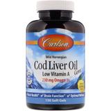 Рыбий жир из печени трески, Cod Liver Oil, Carlson Labs, лимон, 1000 мг, 150 капсул, фото