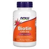 Біотин, Biotin, Now Foods, 5000 мкг, 120 капсул, фото