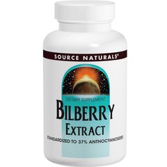 Экстракт черники, Bilberry Extract, Source Naturals, 50 мг, 120 таблеток - фото