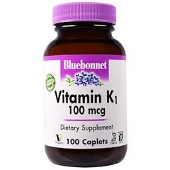 Вітамін К1, Vitamin K1, Bluebonnet Nutrition, 100 мкг, 100 капсул - фото