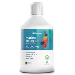 Рыбный коллаген в форме пептидов с добавлением гиалуроновой кислоты и витаминов, Marine Collagen Pure Peptide, Sporter, 200000, 500 мл - фото