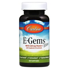 Вітамін Е, Vitamin E, Carlson Labs, 400 МО, 60 капсул - фото