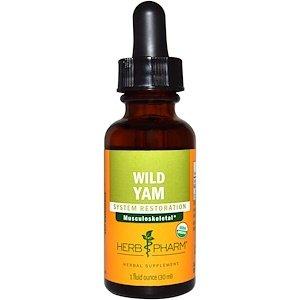 Дикий ямс, екстракт, Wild Yam, Herb Pharm, органік, 30 мл - фото