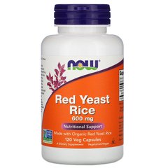 Червоний дріжджовий рис, Red Yeast Rice, Now Foods, 600 мг, 120 капсул - фото