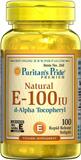 Витамин Е, Vitamin E-100 iu 100% Natural, Puritan's Pride, 100 гелевых капсул, фото