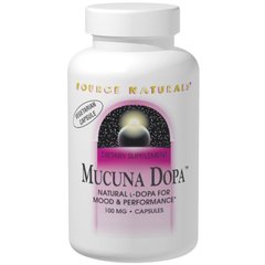 Мукуна пекуча, Mucuna Dopa, Source Naturals, 100 мг, 120 капсул - фото