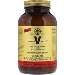 Мультивітаміни формула, Formula VM-75, Multiple Vitamins, Solgar, 60 таблеток - фото