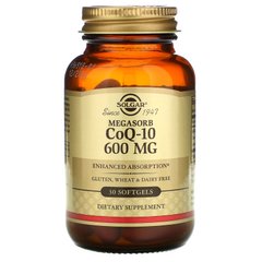 Коензим Q10, Coenzyme Q-10, Solgar, 600 мг, 30 капсул - фото
