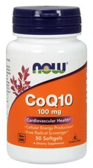 Коензим CoQ10, 100 мг, Now Foods, 50 гелевих капсул - фото