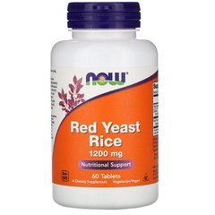 Червоний дріжджовий рис, Red Yeast Rice, Now Foods, 1200 мг, 60 таблеток - фото