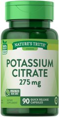 Цитрат калію, Potassium Citrate, Nature's Truth 275 мг, 90 капсул - фото