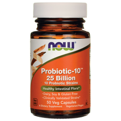 Пробіотик-10, Probiotic, Now Foods, 25 млрд КОЕ, 30 капсул - фото