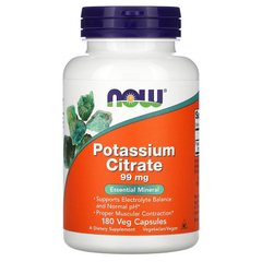 Калій цитрат, Potassium Citrate, Now Foods, 99 мг, 180 капсул - фото