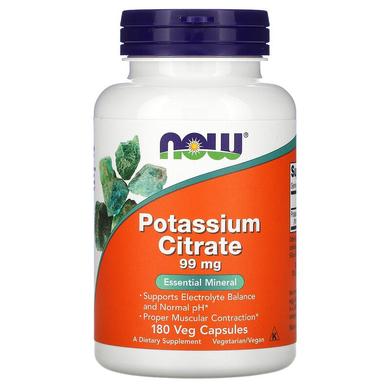 Калий цитрат, Potassium Citrate, Now Foods, 99 мг, 180 капсул - фото