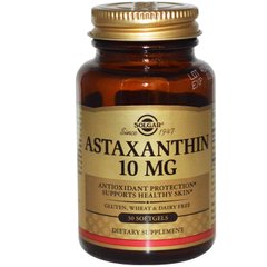 Астаксантин, Astaxanthin, Solgar, 10 мг, 30 гелевих капсул - фото