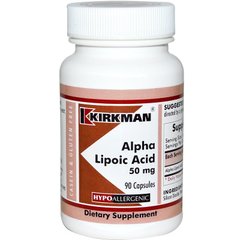 Альфа-липоевая кислота, Alpha Lipoic Acid, Kirkman Labs, 50 мг, 90 капсул - фото