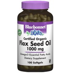 Органічна олія льону, Bluebonnet Nutrition, 1000 мг, 100 желатинових капсул - фото