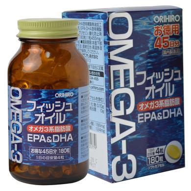 Рыбий жир (Омега-3), Orihiro, 180 капсул - фото