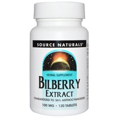 Екстракт чорниці, Bilberry Extract, Source Naturals, 100 мг, 120 таблеток - фото