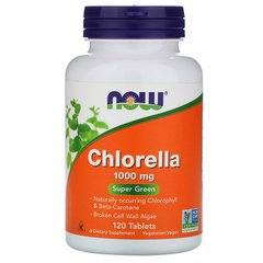 Хлорела, Chlorella, Now Foods, 1000 мг, 120 таблеток - фото