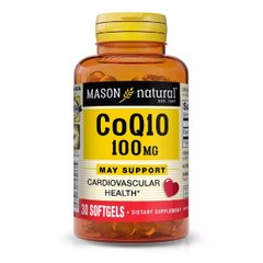 Коэнзим Q10 100 мг, Co Q10, Mason Natural, 30 гелевых капсул - фото