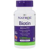 Биотин, Biotin, вкус клубники, Natrol, 5000 мкг, 90 таблеток, фото