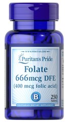 Фолієва кислота, Folic Acid, Puritan's Pride, 400 мкг, 250 таблеток - фото