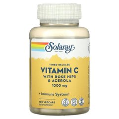 Вітамін С, Vitamin C, Solaray, двофазне вивільнення, 1000 мг, 100 капсул - фото