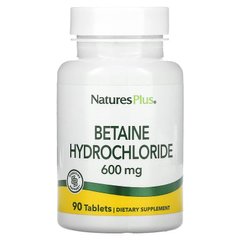 Бетаїну гідрохлорид, Betaine Hydrochloride, Nature's Plus, 600 мг, 90 таблеток - фото