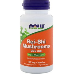Гриби рейші, Rei-Shi Mushrooms, Now Foods, 270 мг, 100 капсул - фото