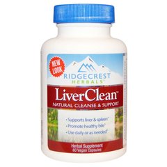 Поддержка и очищение печени, LiverClean, RidgeCrest Herbals, 60 вегетарианских капсул - фото