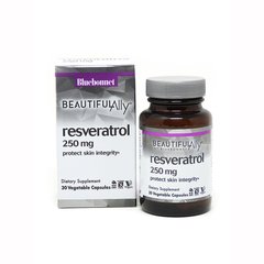 Ресвератрол, Resveratrol Beautiful Ally, Bluebonnet Nutrition, 250 мг, 30 рослинних капсул - фото