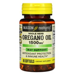 Олія Орегано 1500 мг, Oregano Oil, Mason Natural, 90 гелевих капсул - фото