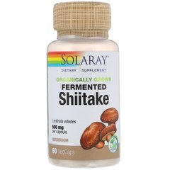 Шиитаке ферментированные грибы, Fermented Shiitake, Solaray, органик, 60 капсул - фото