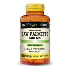З Пальметто 500 мг, Простати, Saw Palmetto, Mason Natural, 60 капсул - фото