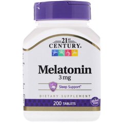 Мелатонін, Melatonin, 21st Century, 3 мг, 200 таблеток - фото