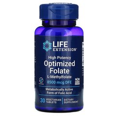 Фолат, Optimized Folate, Life Extensions, оптимізований, 8500 мкг, 30 таблеток - фото