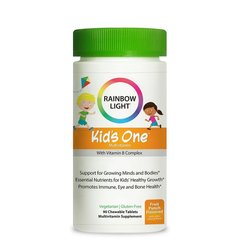 Вітаміни для дітей, підтримка зростаючого організму, Rainbow Light, фруктовий смак, 1 в день, 90 жувальних таблеток - фото
