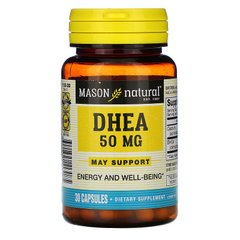 Дегідроепіандростерон 50 мг, DHEA, Mason Natural, 30 капсул - фото