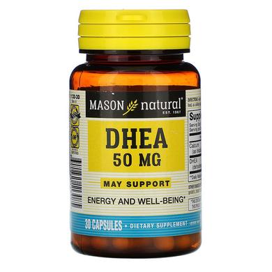 Дегидроэпиандростерон 50 мг, DHEA, Mason Natural, 30 капсул - фото