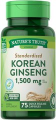 Корейский женьшень, Korean Ginseng, Nature's Truth, 1500 мг, 75 капсул - фото