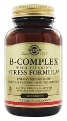 Вітаміни групи В + С, B-Complex, Solgar, стрес формула, 100 таблеток - фото