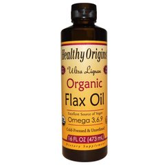 Лляна олія, Flax Oil, Ultra Lignan, Healthy Origins, органік, 473 мл - фото