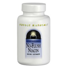 Ніацинамід (В3), No-Flush Niacin, Source Naturals, 500 мг, 60 таблеток - фото
