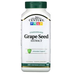 Виноградна кісточка екстракт, (Grape Seed), 21st Century, 200 капсул - фото