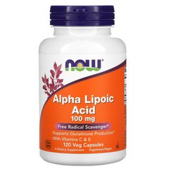 Альфа-ліпоєва кислота, Alpha Lipoic Acid, Now Foods, 100 мг, 120 капсул - фото